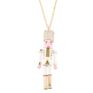 NWT Betsey Johnson Gold and White Nutcracker Pendant Necklace